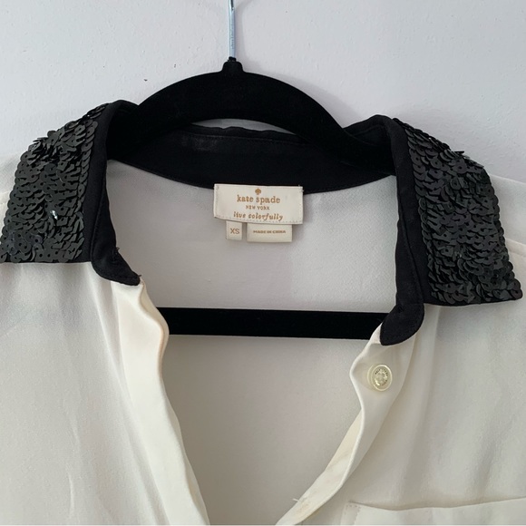 Kate spade button up sequin collar blouse XS - Picture 9 of 16